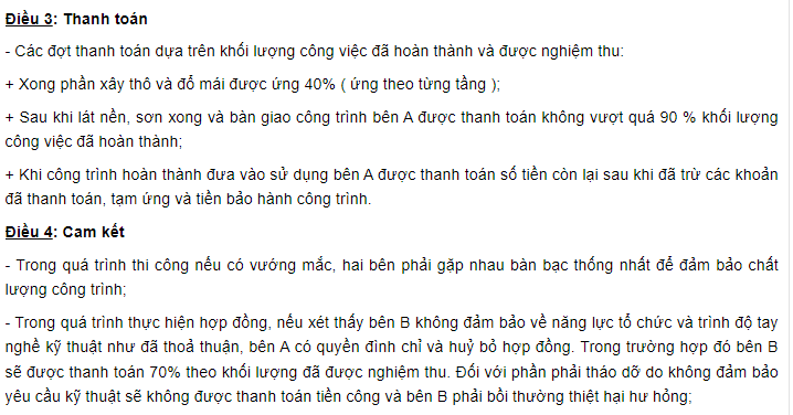 Thanh toán hợp đồng xây dựng 1